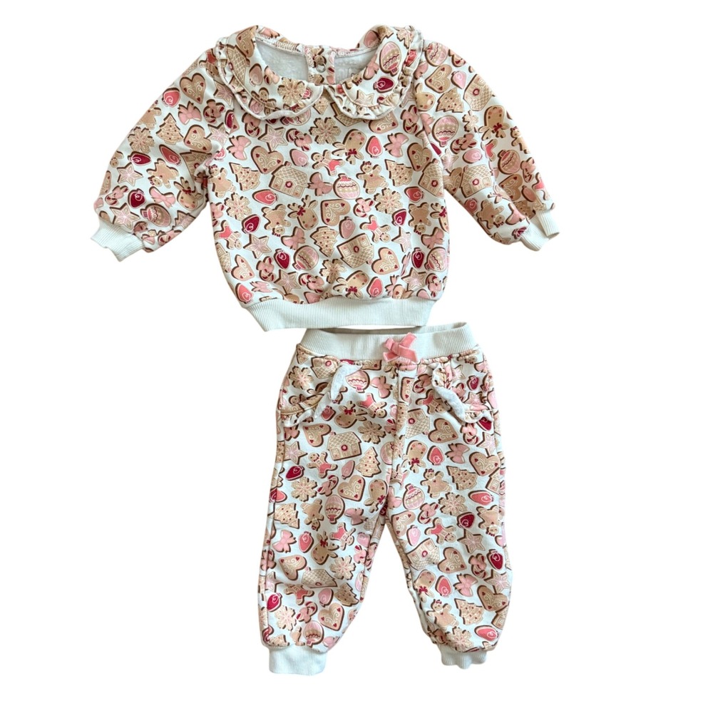 Cynthia Rowley Baby Girls Gingerbread Cookie Sweatshirt Jogger Set 3-6M Holiday